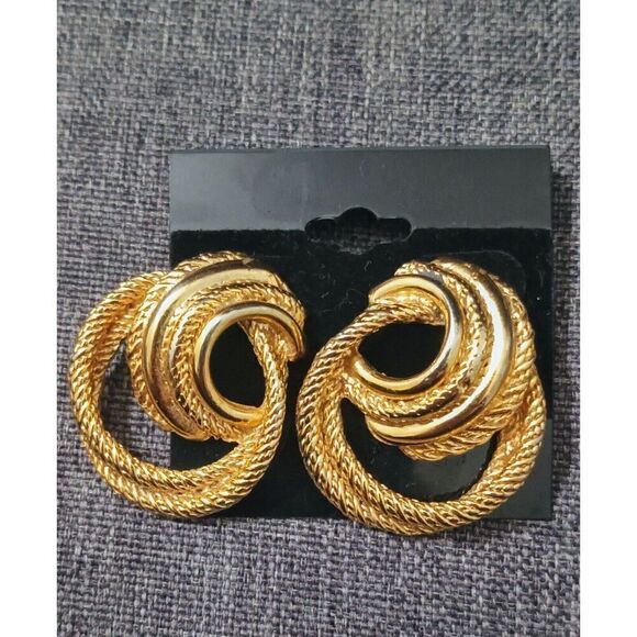 New In Box Bob Siemon  Goldtone Earrings Jewelry. Geometric - Picture 1 of 4